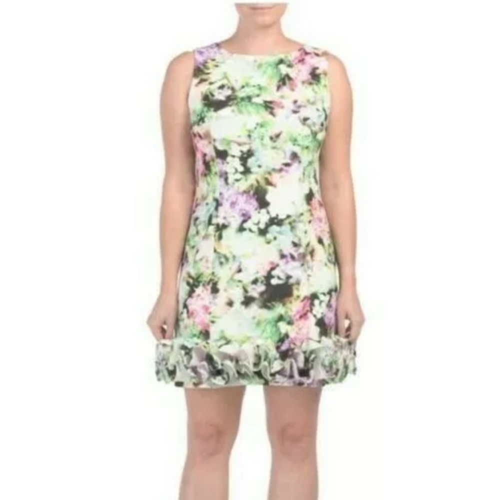 NICOLE MILLER of NY Garden Print Ruffle Hem Dress - Picture 1 of 2